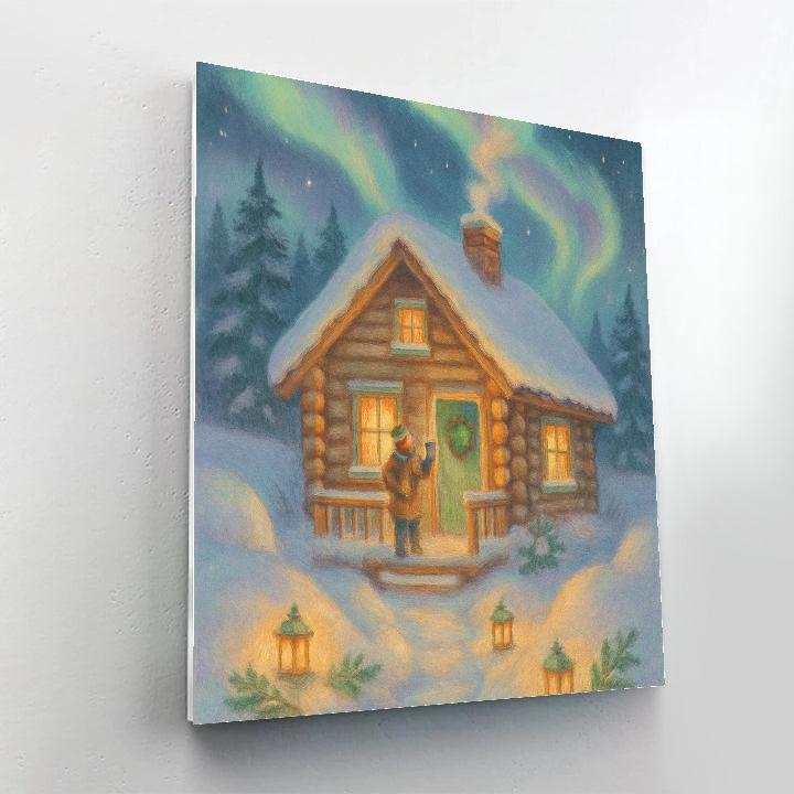 Northern Lights Cabin With Cocoa Steam paint by numbers