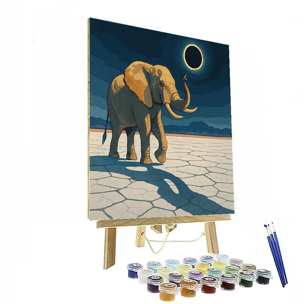 Elephant At The Salt Pan Eclipse Numbered painting kits