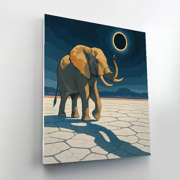 Elephant At The Salt Pan Eclipse Numbered painting kits