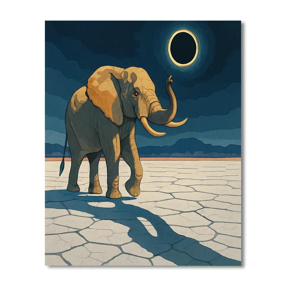 Elephant At The Salt Pan Eclipse Numbered painting kits