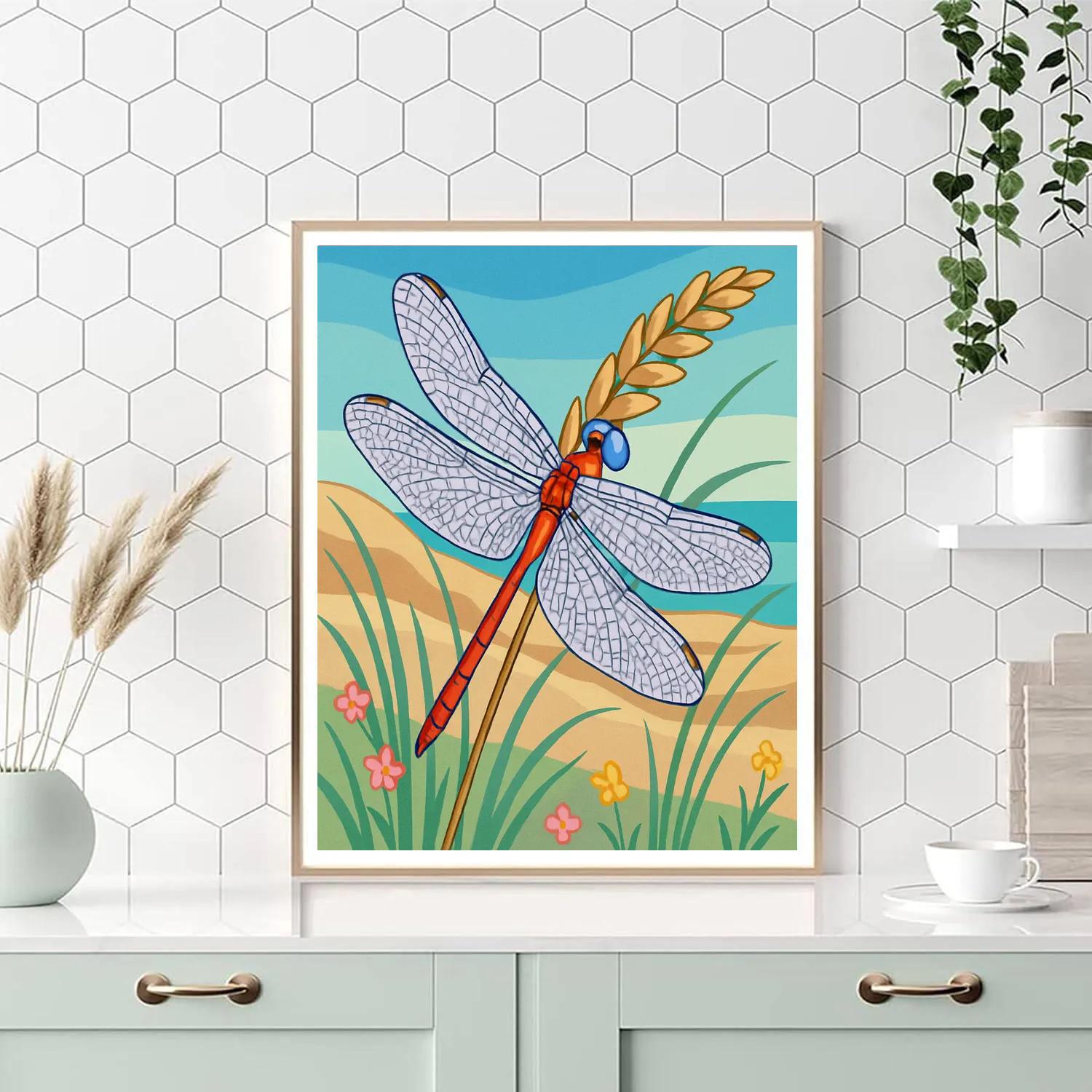 Wildflower Dunes With Dragonfly Detail paint by number