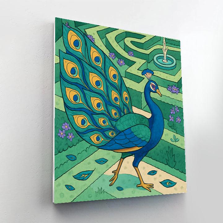 Garden Labyrinth With Peacock Courtship Painting by numbers kit