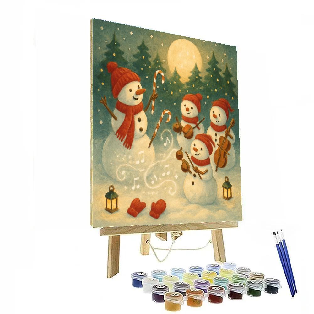 Snowman Orchestra In The Garden Of Pines DIY paint by numbers