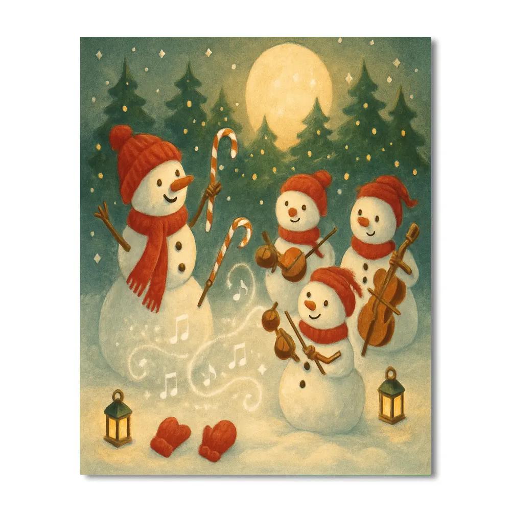 Snowman Orchestra In The Garden Of Pines DIY paint by numbers