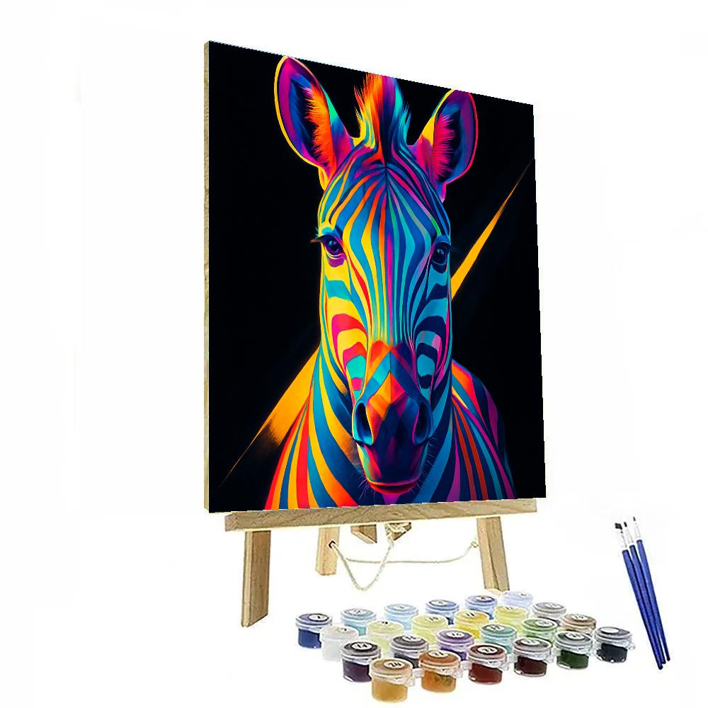Rainbow Rift Zebra Number painting