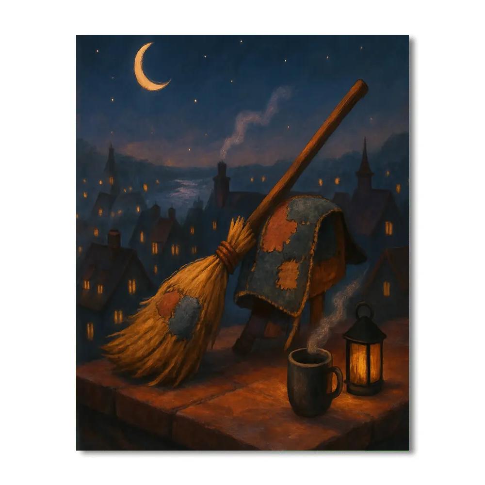 Rooftop Broom Rest Above The Cozy City paint by color