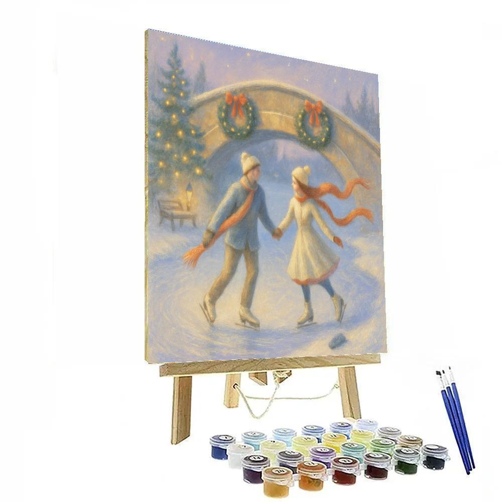 Ice Skaters Under The Wreath Bridge Painting by numbers kit