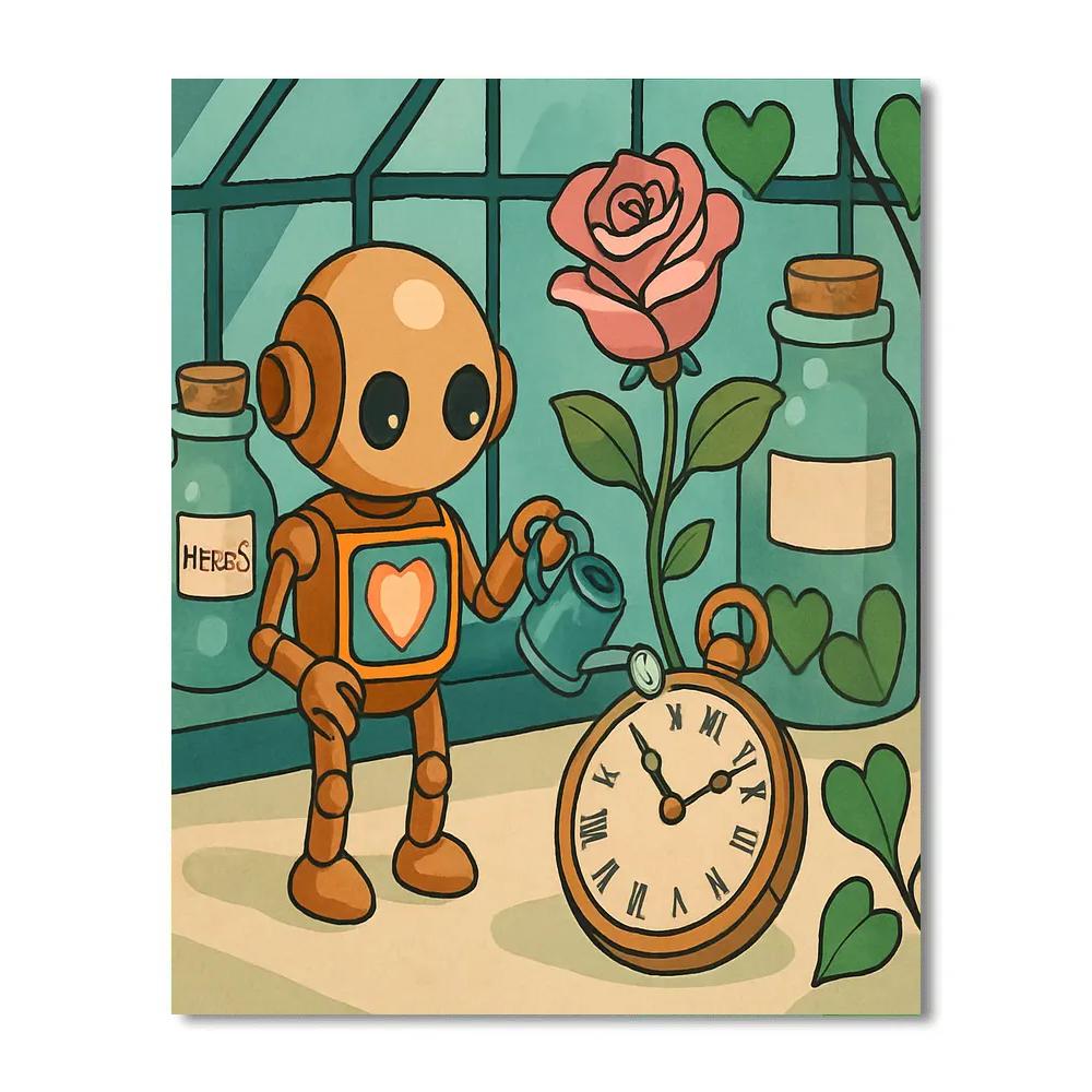 Valentines Day Clockwork Heart Botanist Paint by numbers art