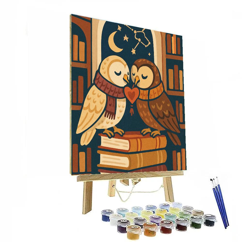 Moonlit Library Valentines Day Whisper Number painting