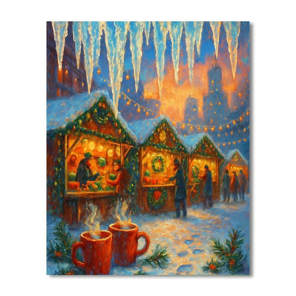 Holiday Market Under Crystal Icicle Canopies Paint by numbers art