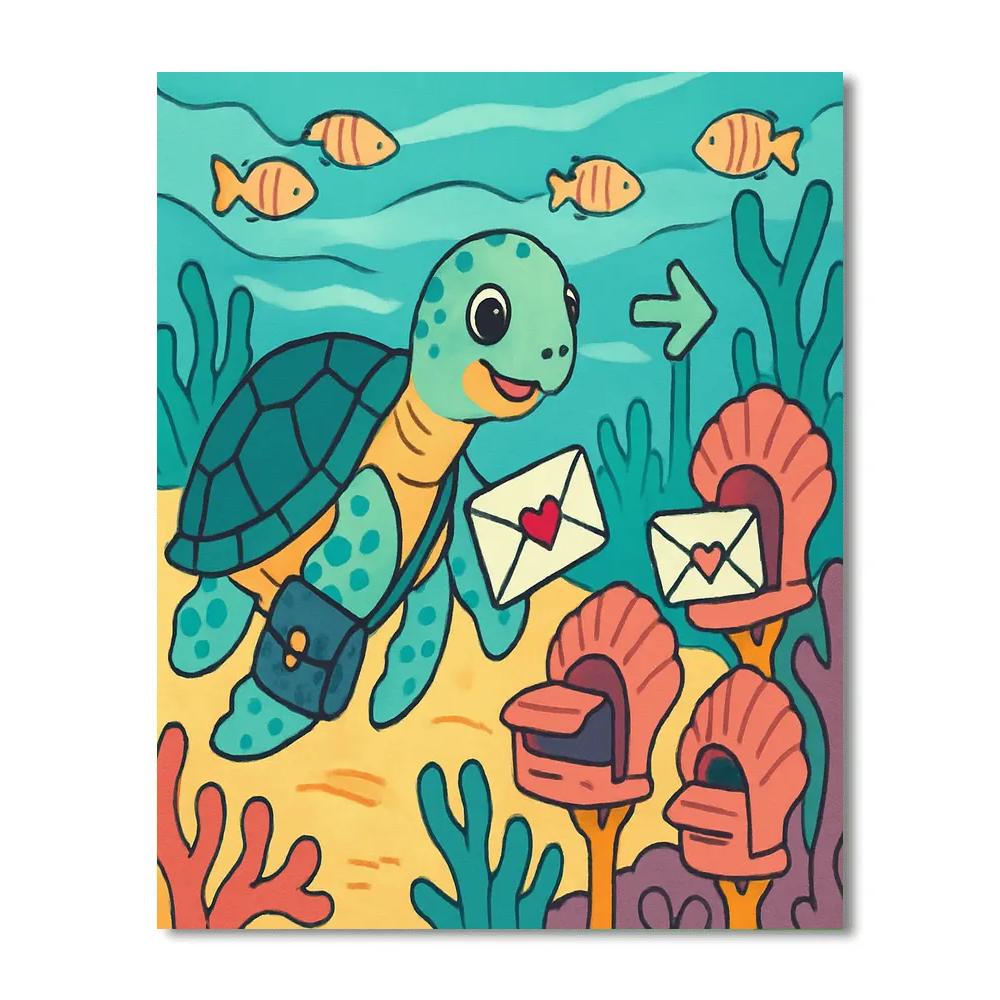 Valentines Day Coral Reef Post Office paint by numbers