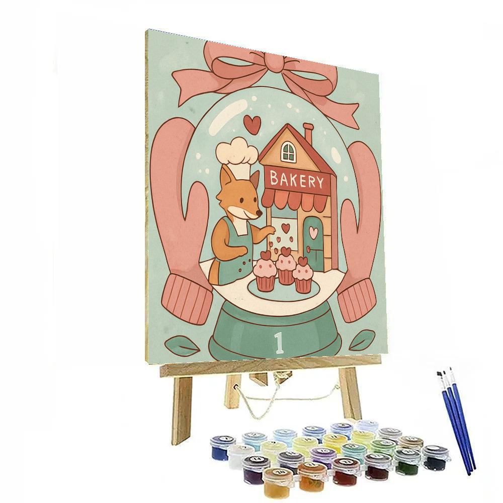 Valentines Day Snow Globe Bakery Street paint by numbers