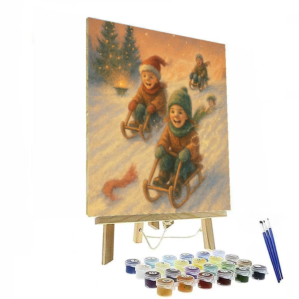 Sledding Hill Beneath The Cinnamon Sky paint by color