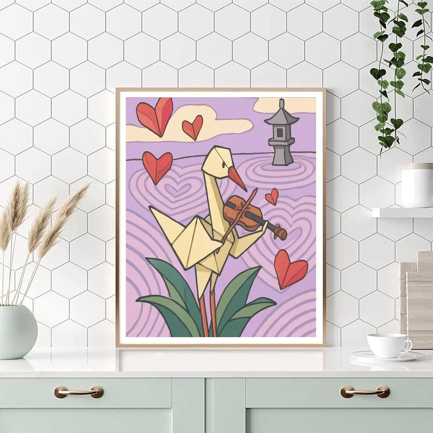 Origami Garden Valentines Day Serenade paint by number