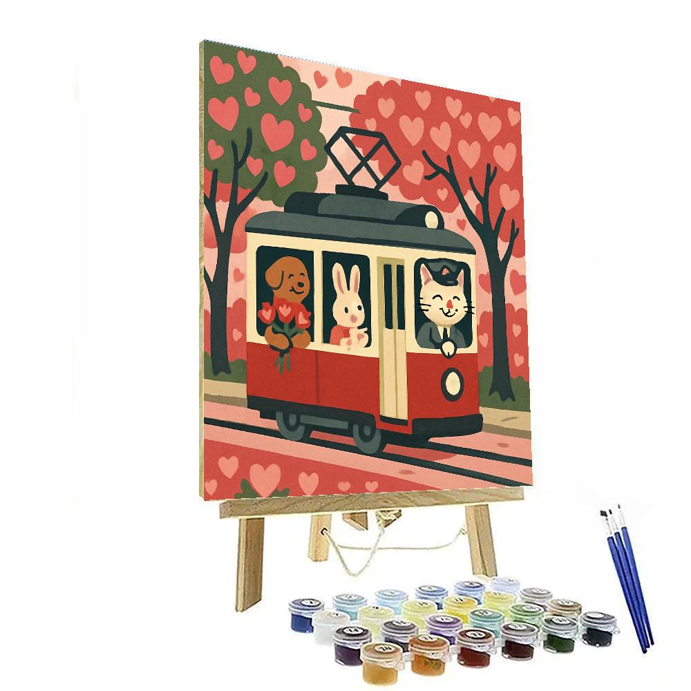 City Tram Valentines Day Blossom Route Paint by numbers kits