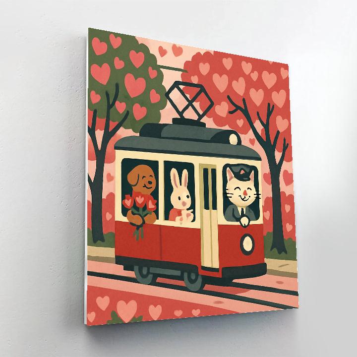City Tram Valentines Day Blossom Route Paint by numbers kits