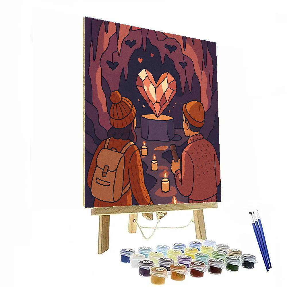 Valentines Day Candlelit Cave Of Crystals paint by number