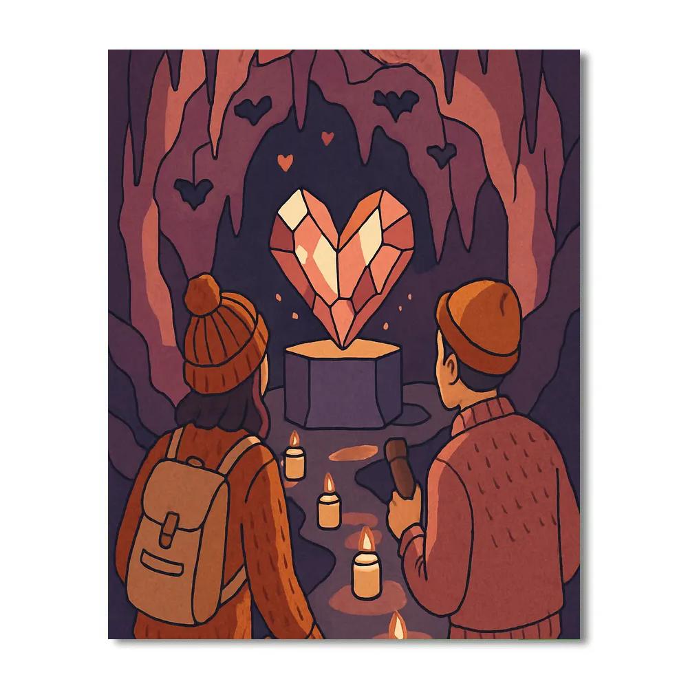 Valentines Day Candlelit Cave Of Crystals paint by number