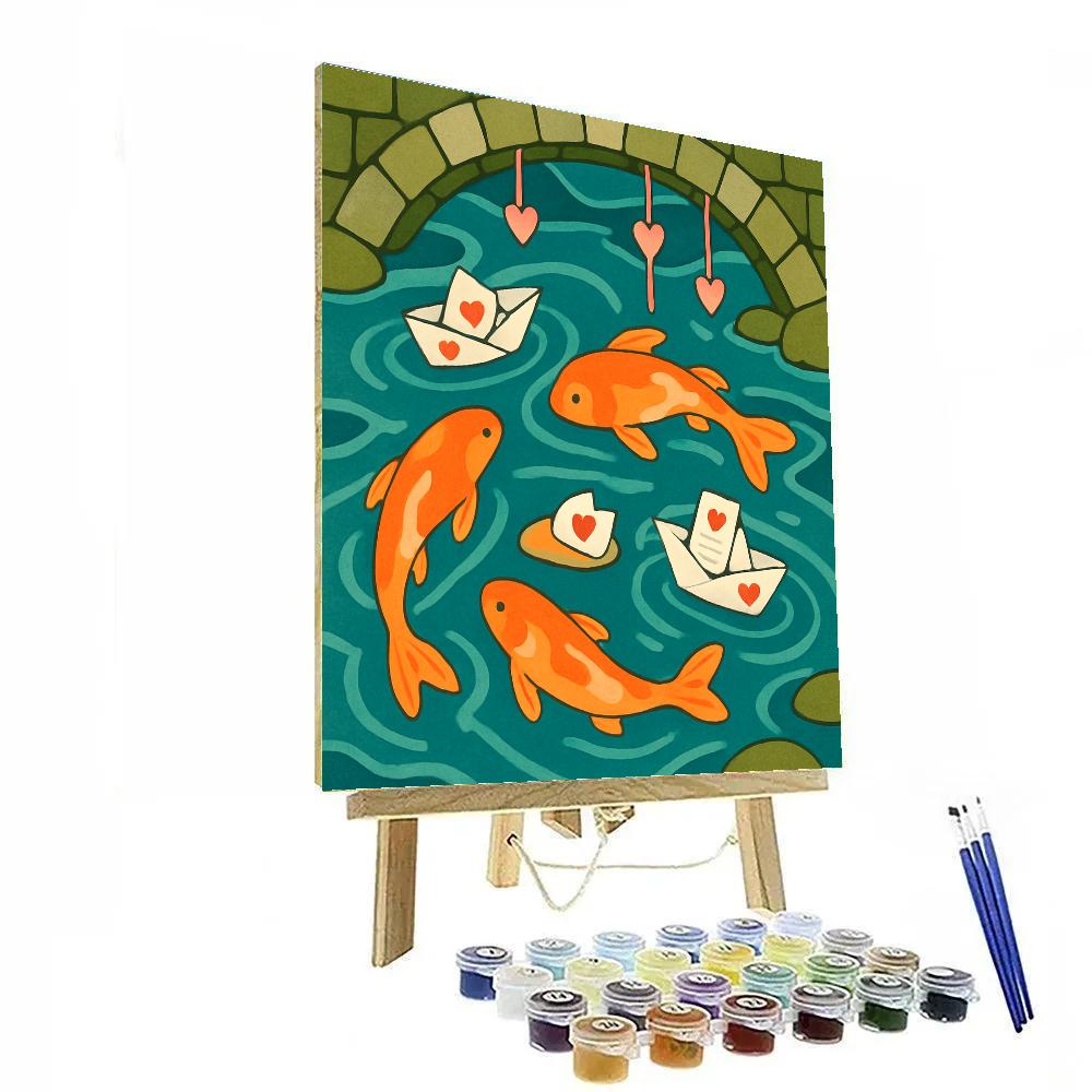 Valentines Day Koi Pond Message Boats Number painting