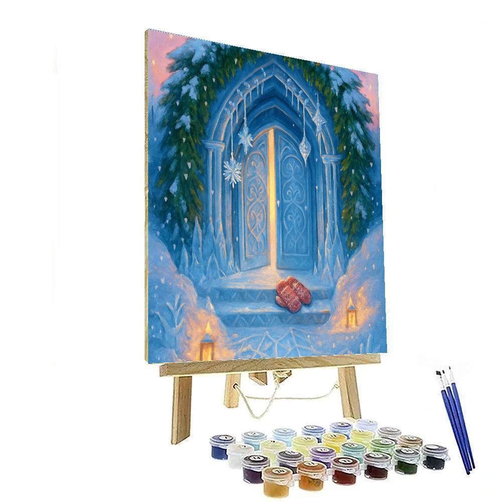 Ice Castle Doorway With Evergreen Arch painting number kit