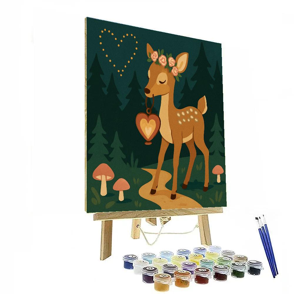 Valentines Day Forest Lantern Deer Paint by numbers kits