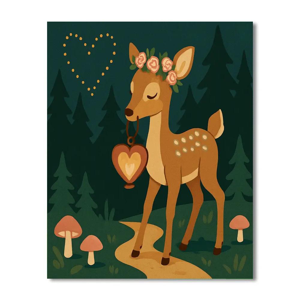 Valentines Day Forest Lantern Deer Paint by numbers kits