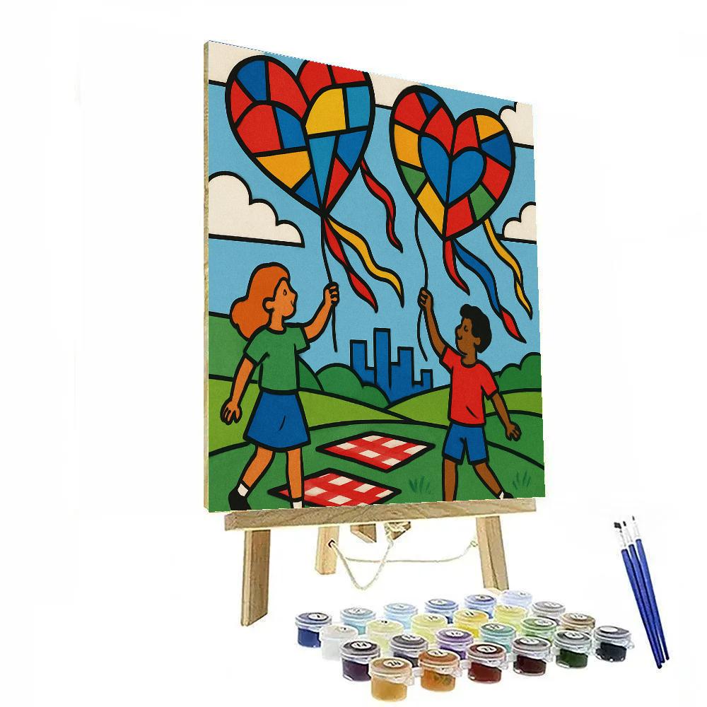 Valentines Day Stained Glass Kite Festival Paint by numbers art