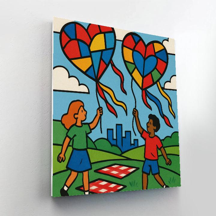 Valentines Day Stained Glass Kite Festival Paint by numbers art