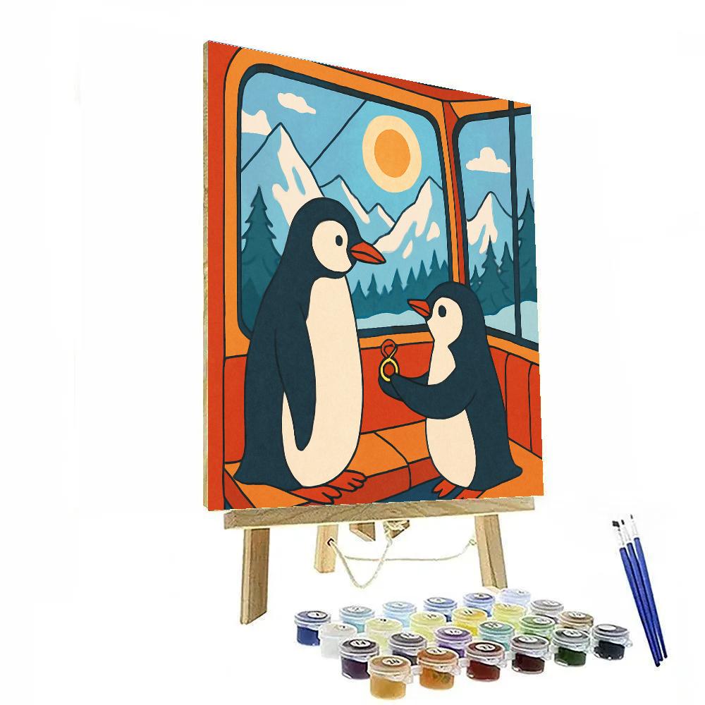 Valentines Day Mountain Cable Car Proposal paint by color