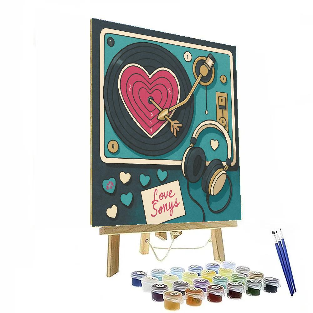 Vinyl Record Valentines Day Love Groove paint by numbers