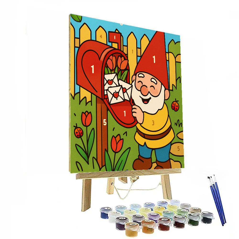 Valentines Day Garden Gnome Mailbox Surprise Number painting