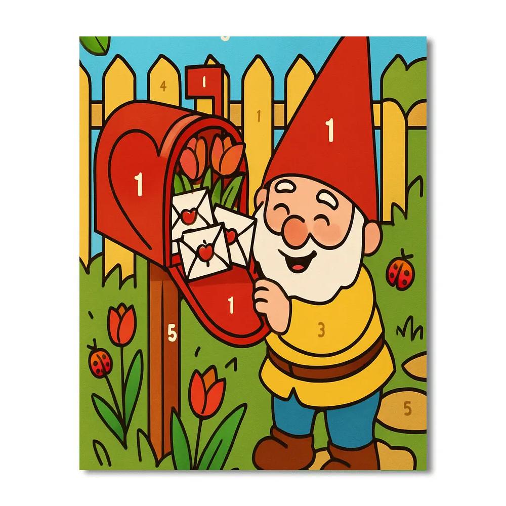 Valentines Day Garden Gnome Mailbox Surprise Number painting