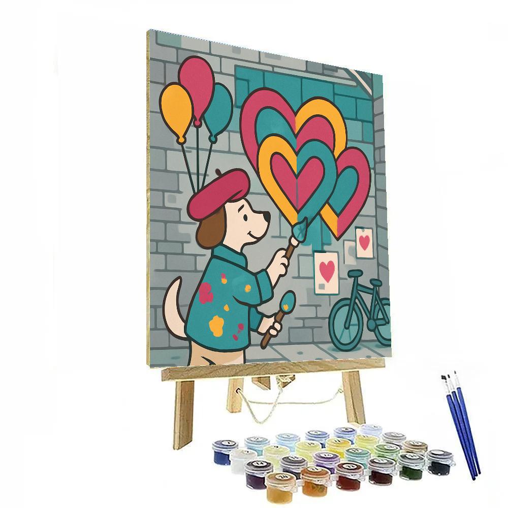 Street Art Valentines Day Balloon Wall paint by number
