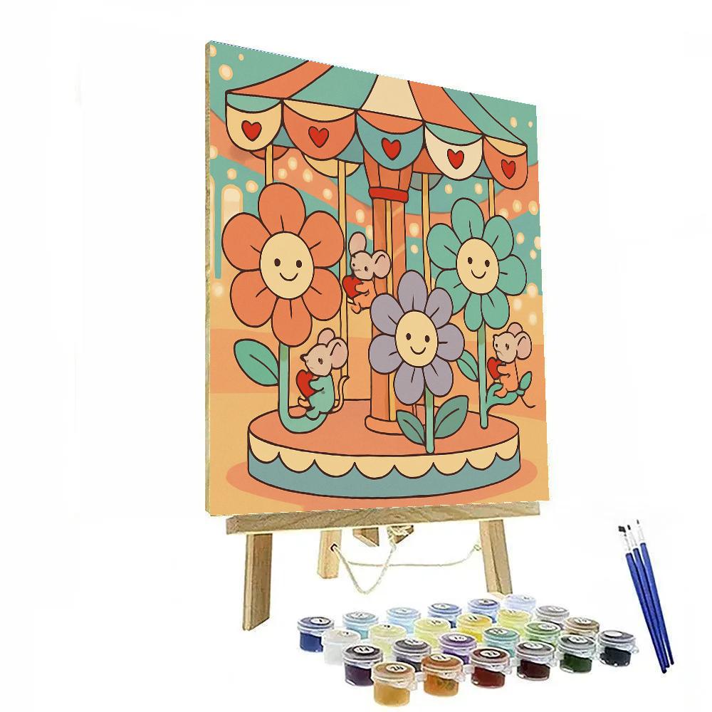 Valentines Day Carousel Of Paper Flowers Paint by numbers art