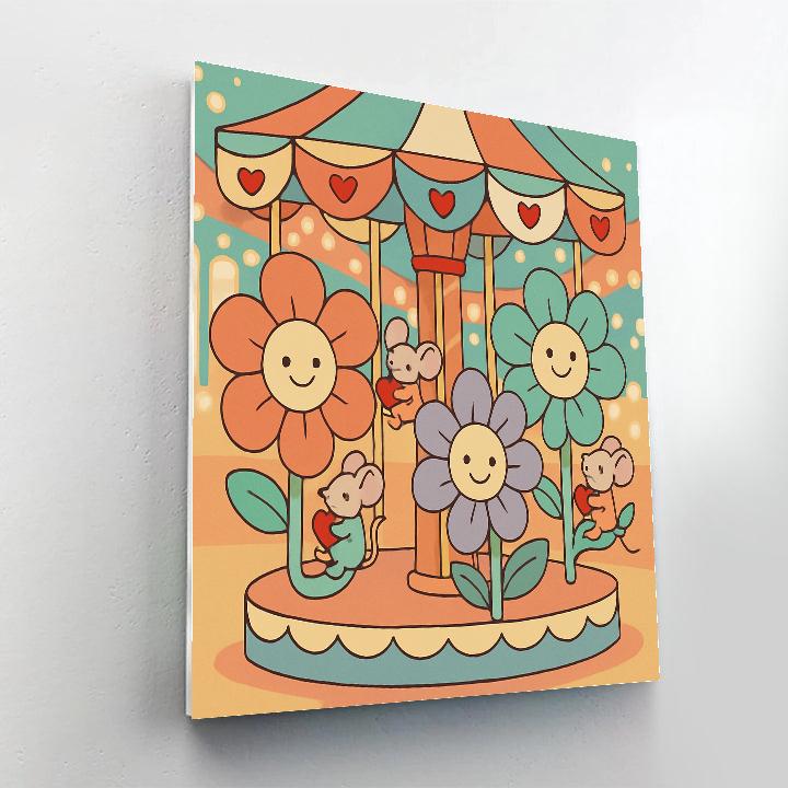 Valentines Day Carousel Of Paper Flowers Paint by numbers art