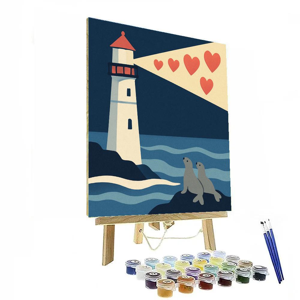 Valentines Day Lighthouse Signal Of Hearts Painting by numbers kit