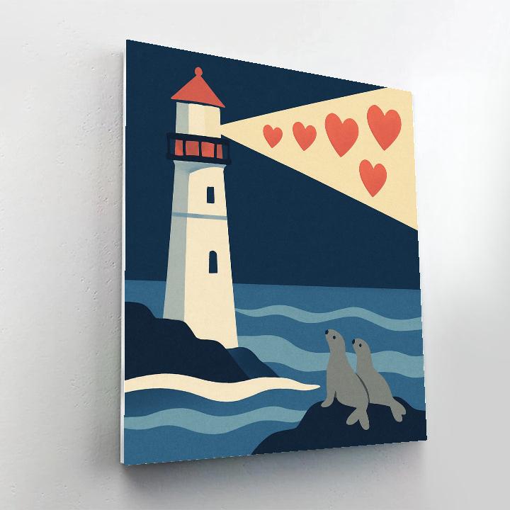 Valentines Day Lighthouse Signal Of Hearts Painting by numbers kit