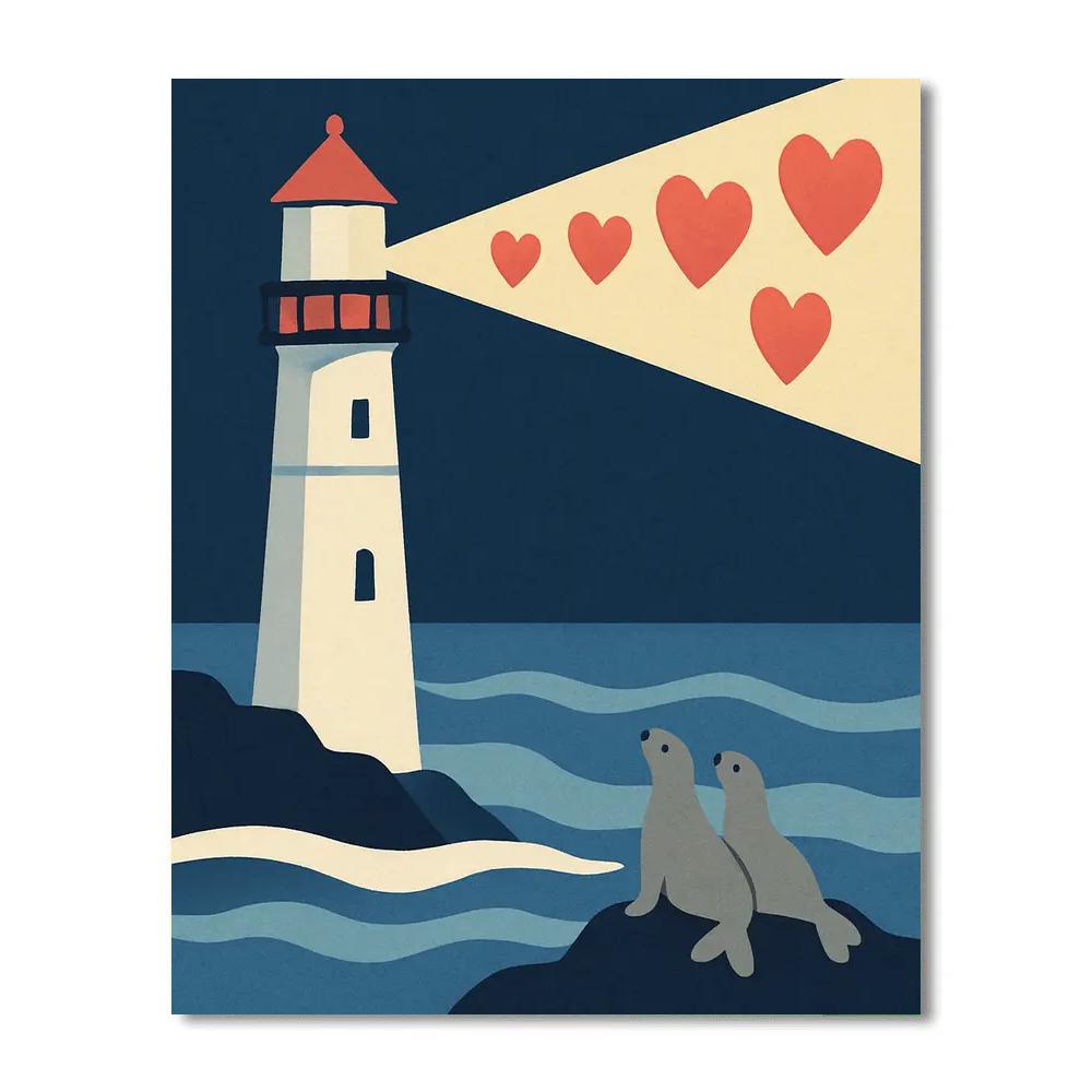 Valentines Day Lighthouse Signal Of Hearts Painting by numbers kit