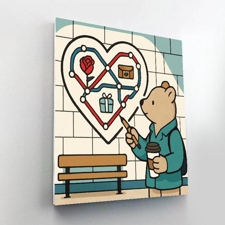 Valentines Day Subway Map Of Destinations Number painting