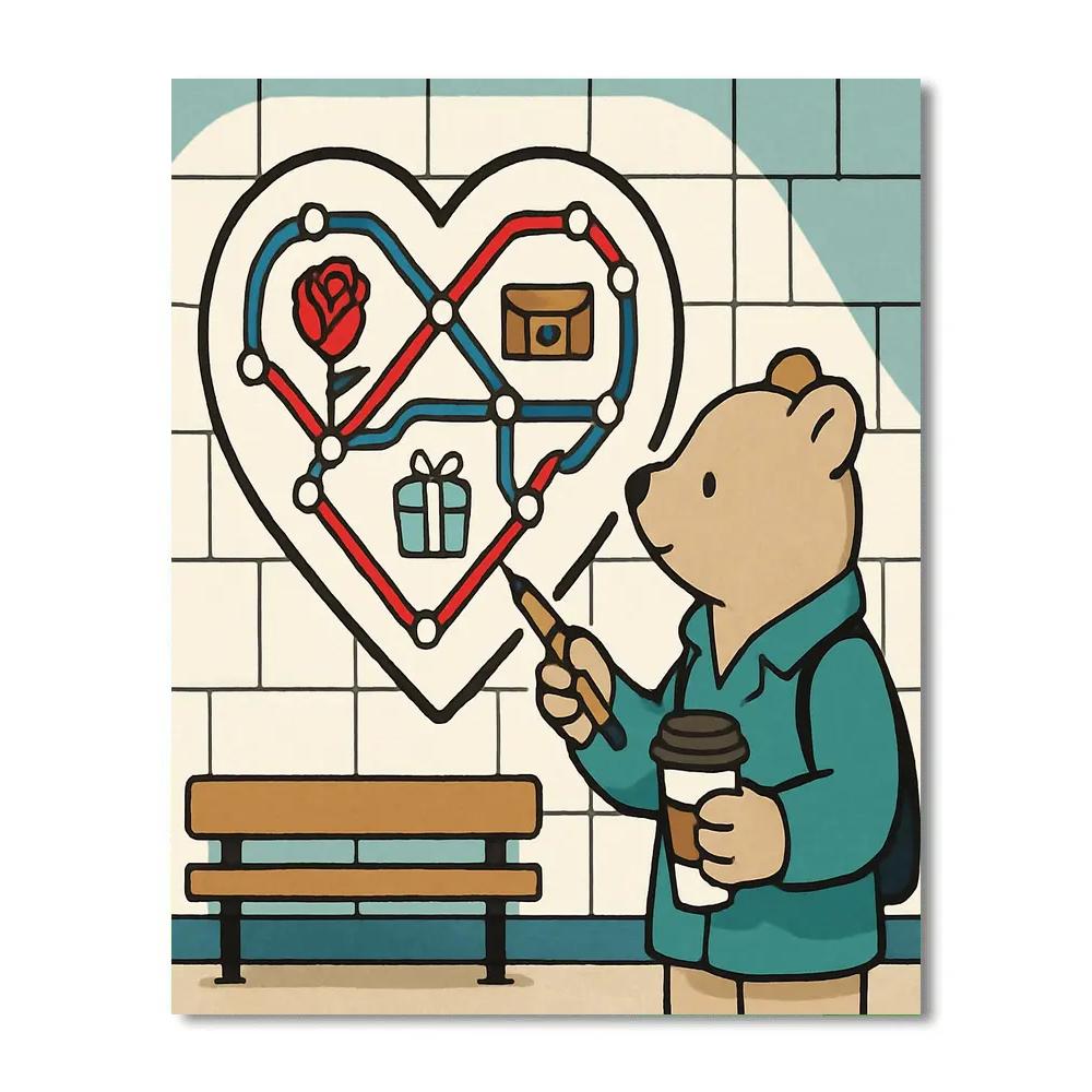Valentines Day Subway Map Of Destinations Number painting