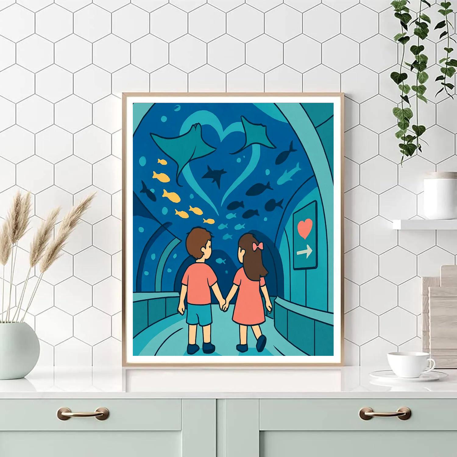 Valentines Day Aquarium Tunnel Handhold Paint by numbers kits