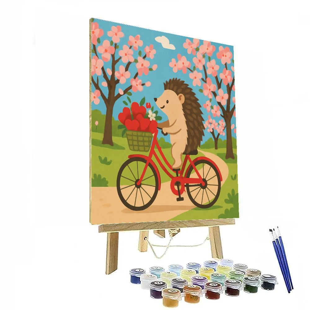 Valentines Day Orchard Basket Bicycle Ride paint by color