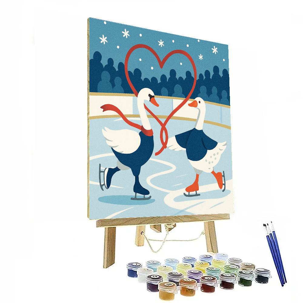 Valentines Day Ice Rink Ribbon Waltz Painting by numbers kit