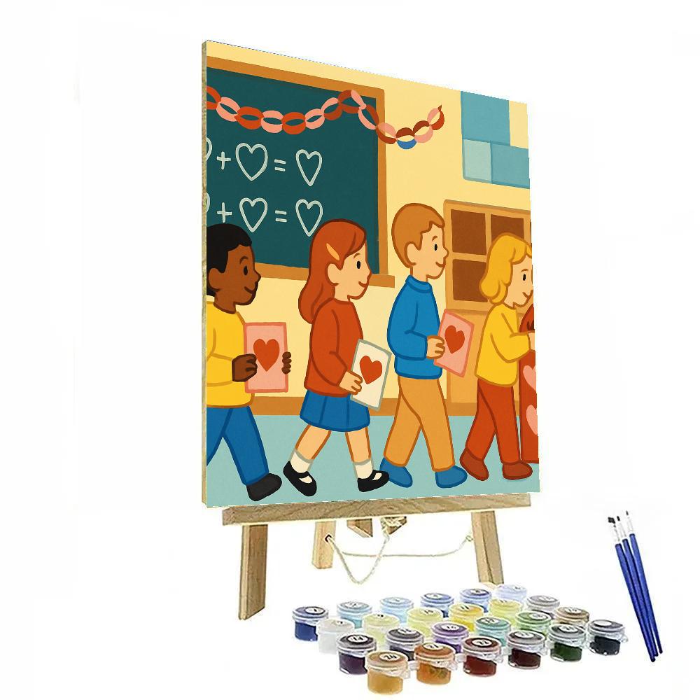 Valentines Day Classroom Card Parade Paint by numbers art