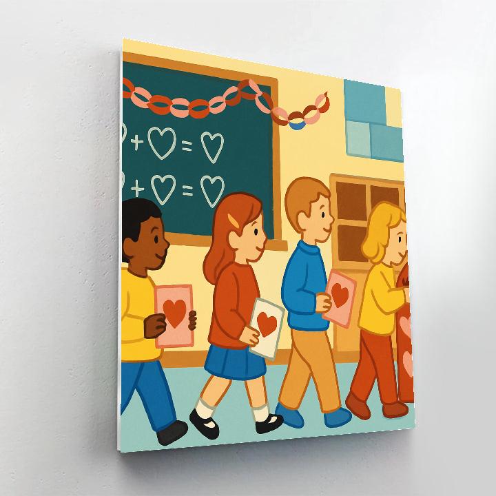 Valentines Day Classroom Card Parade Paint by numbers art