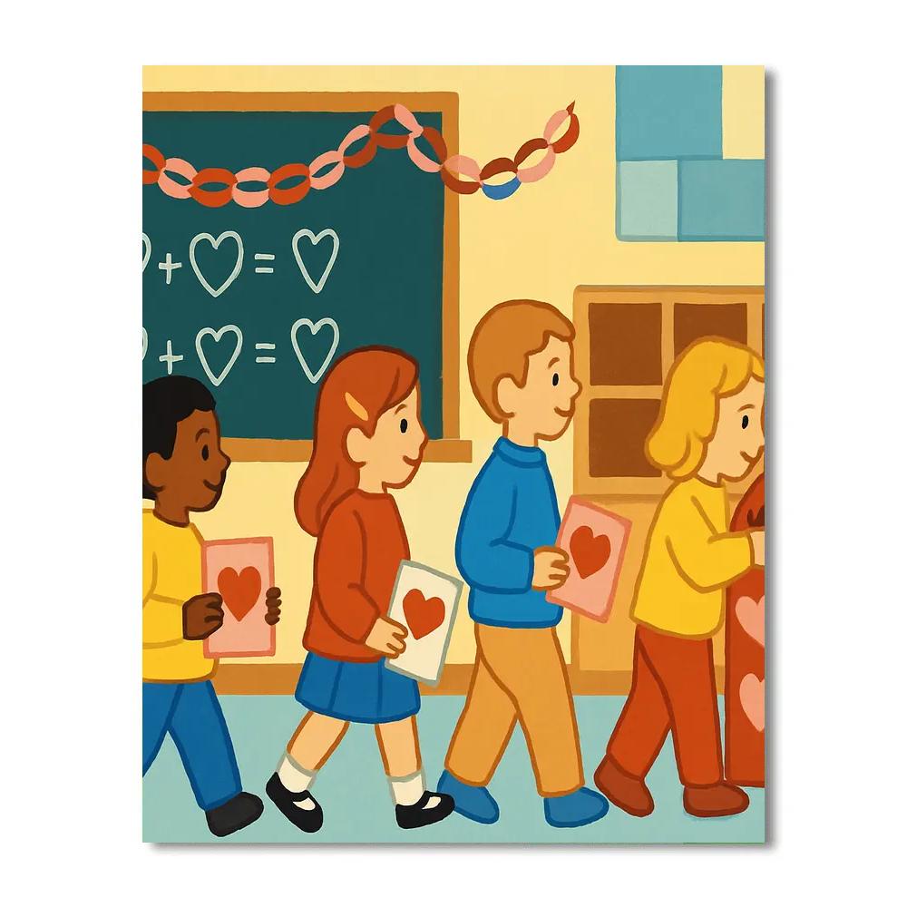 Valentines Day Classroom Card Parade Paint by numbers art