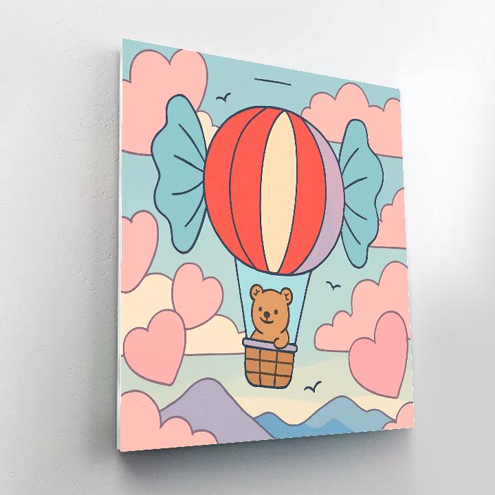 Valentines Day Hot Air Balloon Candy Cloud paint by numbers