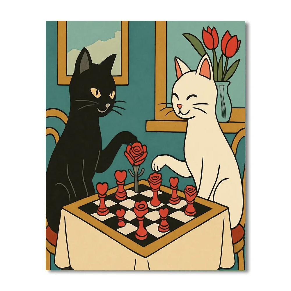 Valentines Day Chess Match Of Roses DIY paint by numbers