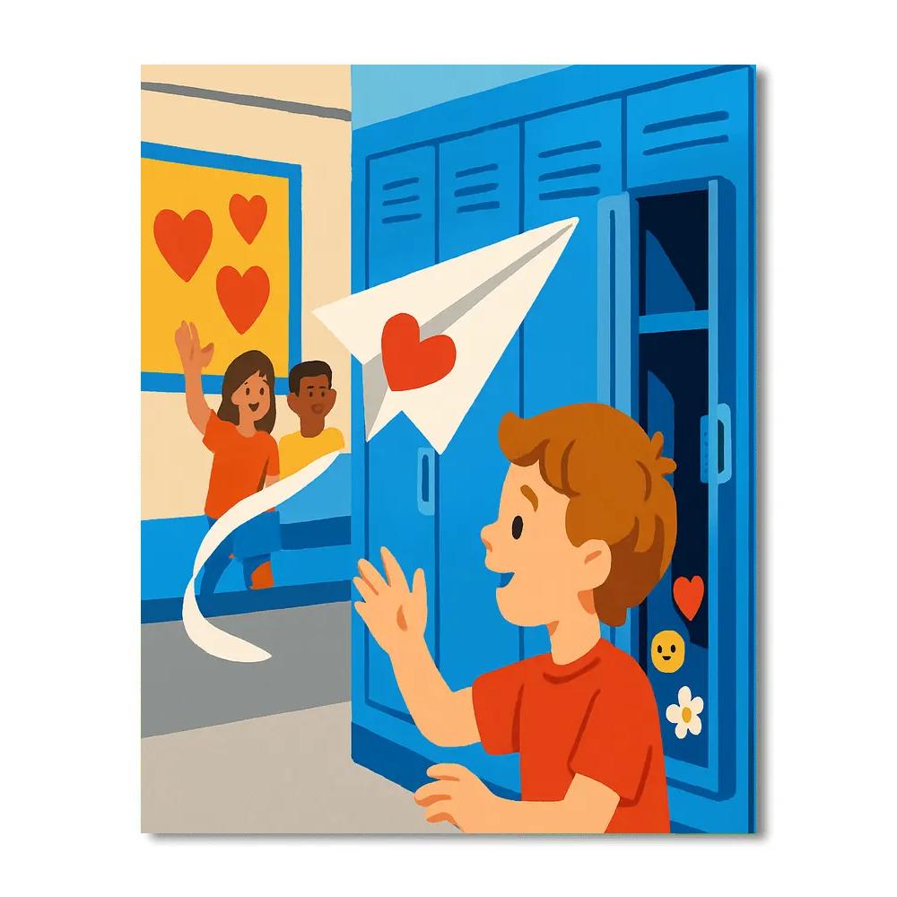 Valentines Day Paper Airplane Love Delivery Painting by numbers kit