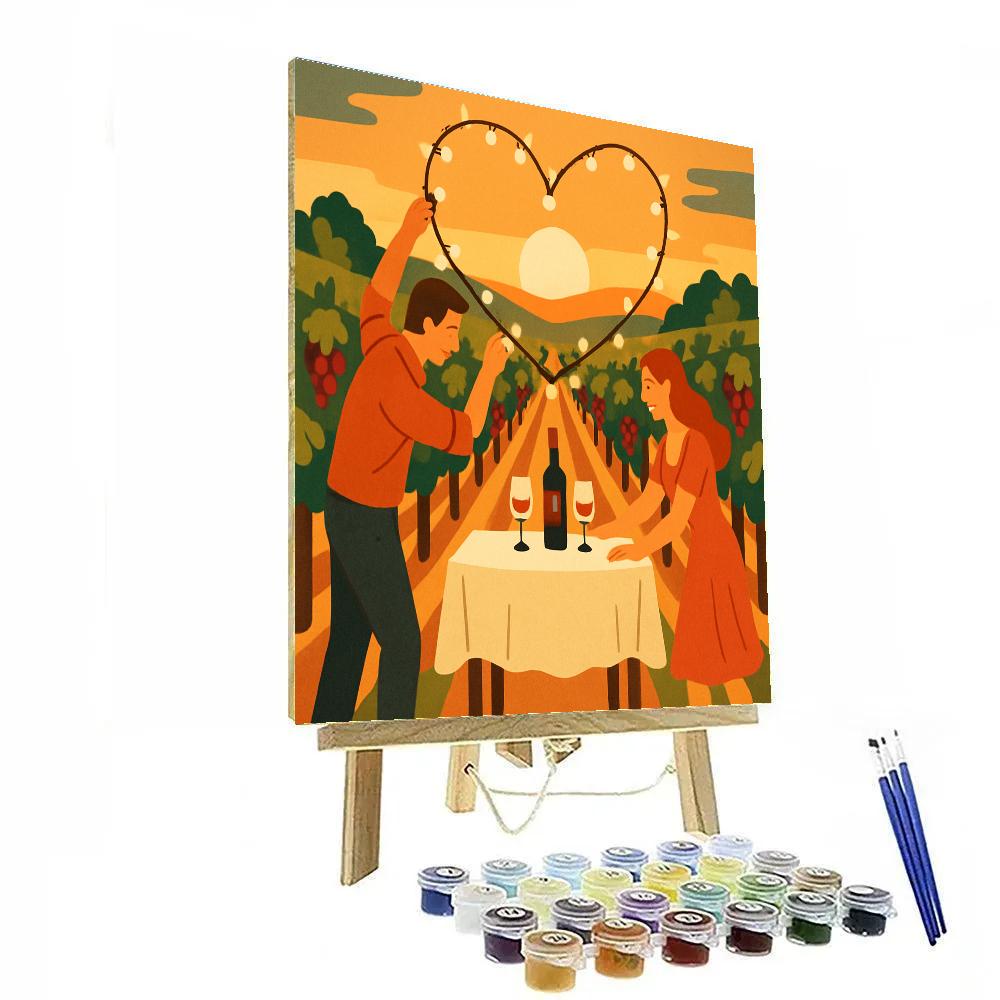 Valentines Day Vineyard Sunset String Lights paint by color